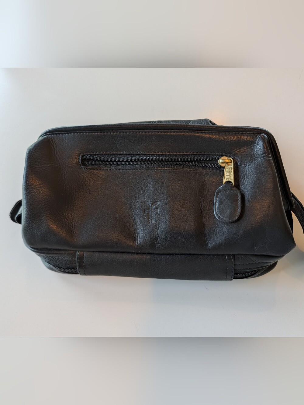 FRYE Dopp Kit Travel Bag Genuine Leather Black Clean